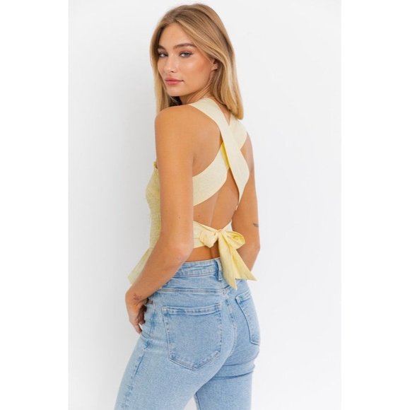 LE LIS SMOCKED PEPLUM WOMEN'S TOP - Picture 3 of 10